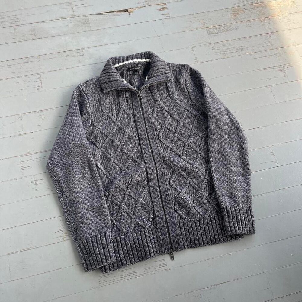 Banana Republic Old Money Y2K Full Zip Cableknit Sweater